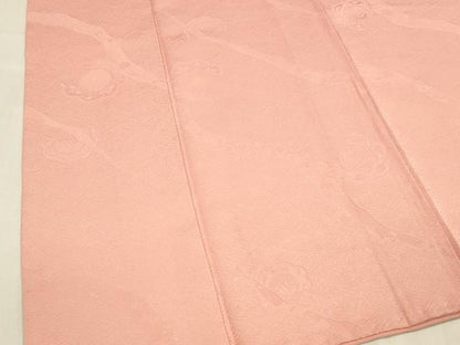 平和屋着物■上質な色無地　流水花地紋　紅梅色　正絹　逸品　DABD6852cm