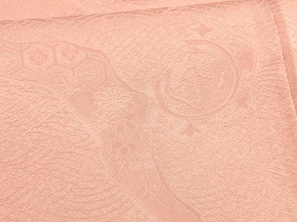平和屋着物■上質な色無地　流水花地紋　紅梅色　正絹　逸品　DABD6852cm