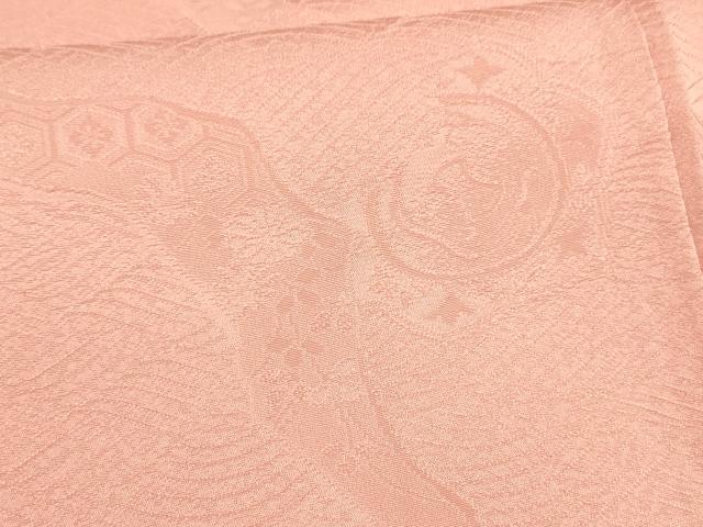 平和屋着物■上質な色無地　流水花地紋　紅梅色　正絹　逸品　DABD6852cm