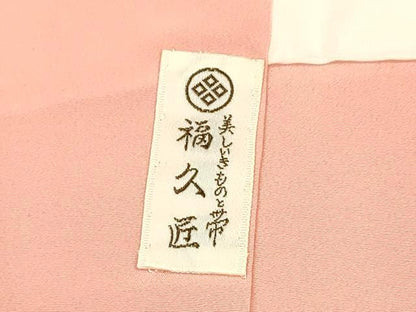 平和屋着物■上質な色無地　流水花地紋　紅梅色　正絹　逸品　DABD6852cm