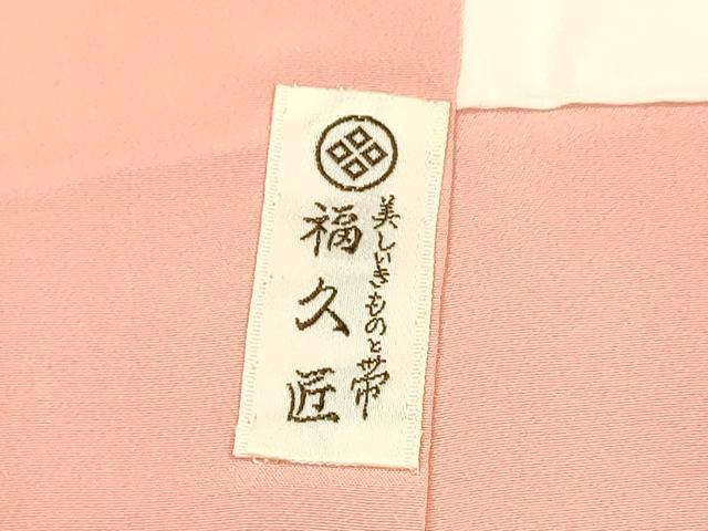 平和屋着物■上質な色無地　流水花地紋　紅梅色　正絹　逸品　DABD6852cm