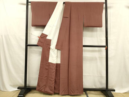 平和屋着物■上質な色無地　蘇芳色　正絹　逸品　DABD6856cm