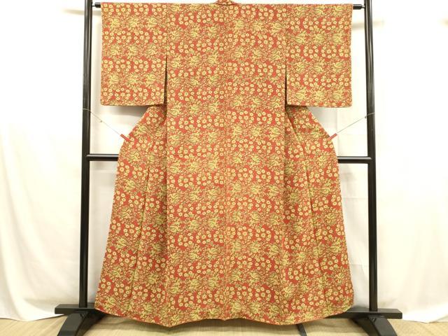 平和屋着物■上質な小紋　花鳥文　正絹　逸品　DABD6859cm