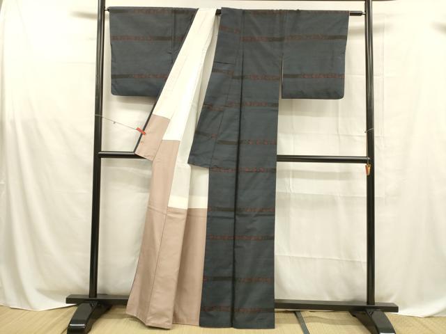平和屋着物■本場大島紬　横段花文　正絹　逸品　DABD6862cm