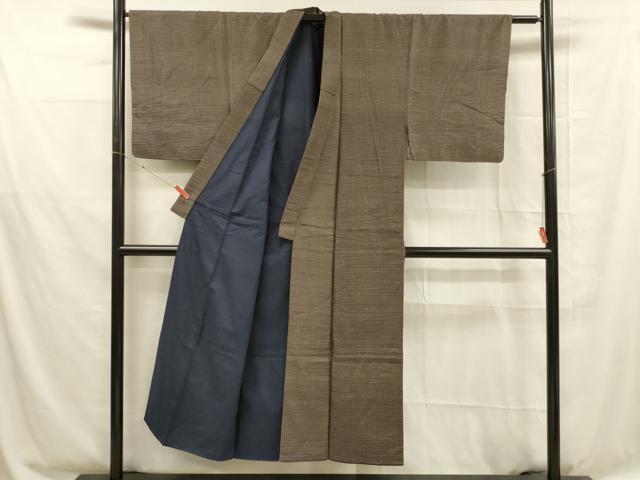 平和屋着物■男性　本場大島紬　アンサンブル　格子　正絹　逸品　DABD6867cm