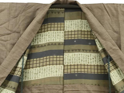 平和屋着物■男性　本場大島紬　アンサンブル　格子　正絹　逸品　DABD6867cm