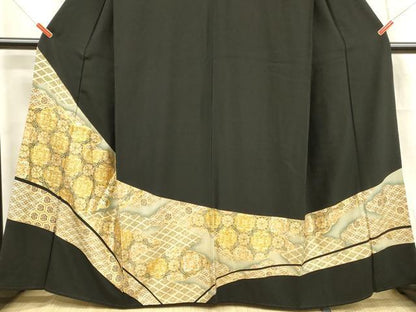 平和屋着物■豪華黒留袖 花菱文 暈し染め 金彩 正絹 逸品 DABD6868cm