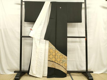 平和屋着物■豪華黒留袖 花菱文 暈し染め 金彩 正絹 逸品 DABD6868cm