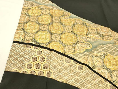 平和屋着物■豪華黒留袖 花菱文 暈し染め 金彩 正絹 逸品 DABD6868cm