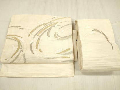 平和屋着物＊夏物 つけ帯 流水文 金銀糸 正絹 逸品 DABD6874cm