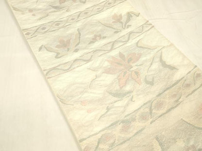 平和屋着物＊夏物 六通柄袋帯 更紗花文 金糸 正絹 逸品 DABD6882cm