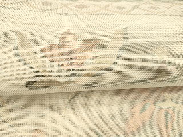 平和屋着物＊夏物 六通柄袋帯 更紗花文 金糸 正絹 逸品 DABD6882cm