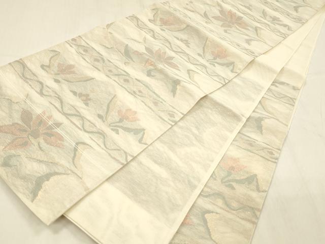 平和屋着物＊夏物 六通柄袋帯 更紗花文 金糸 正絹 逸品 DABD6882cm