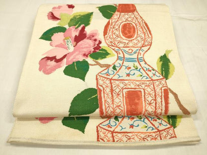 平和屋着物＊夏物 六通柄 本袋帯 器物花文 正絹 逸品 DABD6889cm