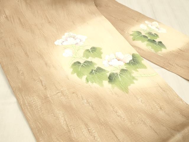 平和屋着物＊夏物 九寸名古屋帯 手描き 枝花文 正絹 逸品 DABD6895cm