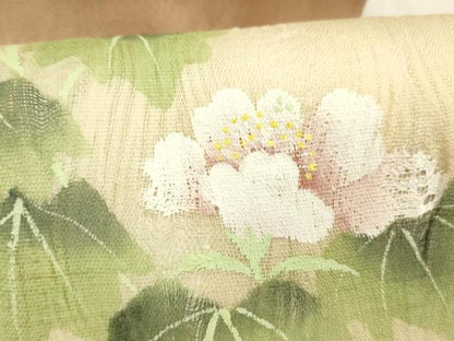 平和屋着物＊夏物 九寸名古屋帯 手描き 枝花文 正絹 逸品 DABD6895cm