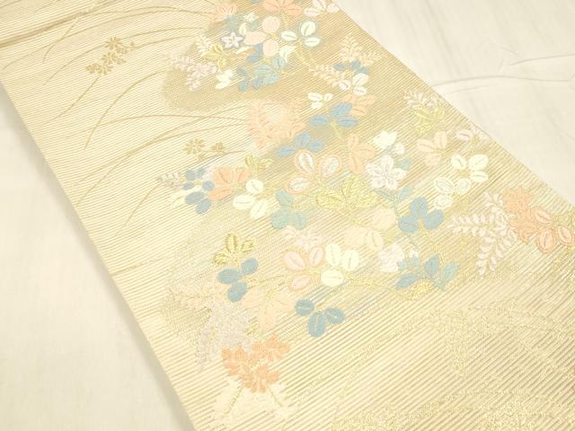 平和屋着物＊夏物 六通柄袋帯 唐織 野分け 金銀糸 正絹 逸品 DABD6897cm