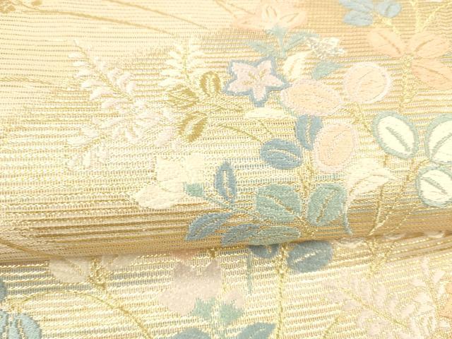 平和屋着物＊夏物 六通柄袋帯 唐織 野分け 金銀糸 正絹 逸品 DABD6897cm