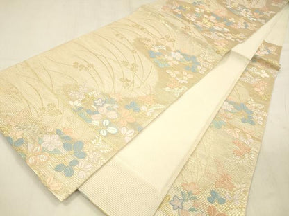 平和屋着物＊夏物 六通柄袋帯 唐織 野分け 金銀糸 正絹 逸品 DABD6897cm