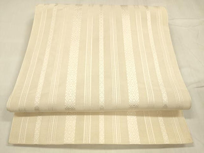 平和屋着物＊夏物 本場筑前博多織 八寸名古屋帯 紗献上 肌色 正絹 逸品 DABD6898cm