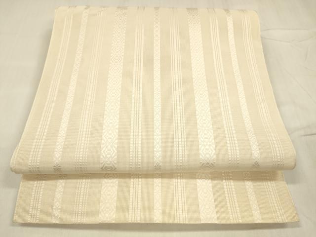 平和屋着物＊夏物 本場筑前博多織 八寸名古屋帯 紗献上 肌色 正絹 逸品 DABD6898cm