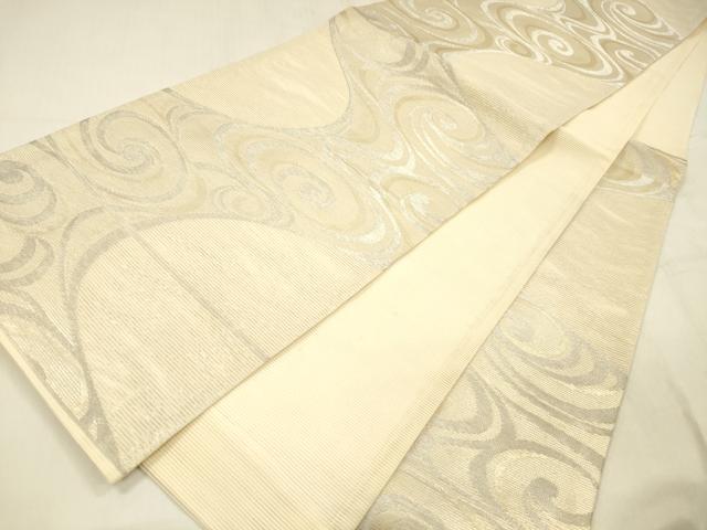 平和屋着物＊夏物 六通柄袋帯 流水文 銀糸 正絹 逸品 DABD6899cm