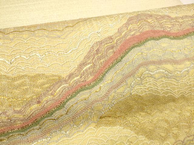 平和屋着物＊夏物 太鼓柄袋帯 流水文 金銀糸 正絹 逸品 DABD6903cm