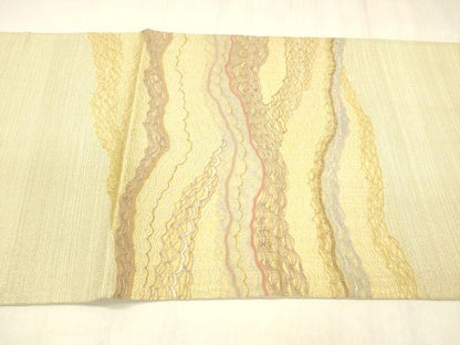 平和屋着物＊夏物 太鼓柄袋帯 流水文 金銀糸 正絹 逸品 DABD6903cm