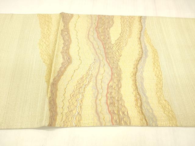 平和屋着物＊夏物 太鼓柄袋帯 流水文 金銀糸 正絹 逸品 DABD6903cm