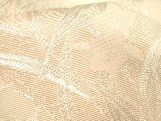 平和屋着物＊夏物　六通柄袋帯　草花文　銀糸　正絹　逸品　DABD6904cm