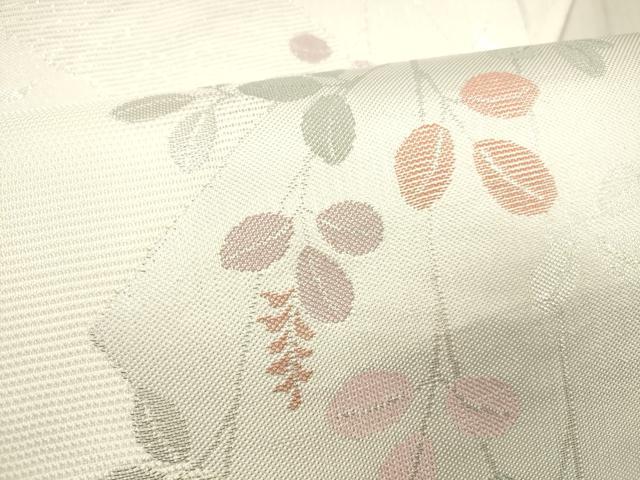 平和屋着物＊夏物 六通柄袋帯 草葉文 銀糸 正絹 逸品 DABD6905cm