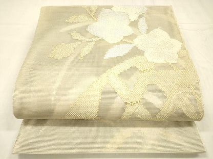 平和屋着物＊夏物 六通柄 本袋帯 籬草花文 金銀糸 正絹 逸品 DABD6906cm