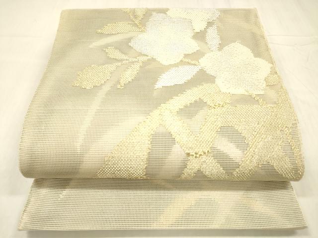 平和屋着物＊夏物 六通柄 本袋帯 籬草花文 金銀糸 正絹 逸品 DABD6906cm