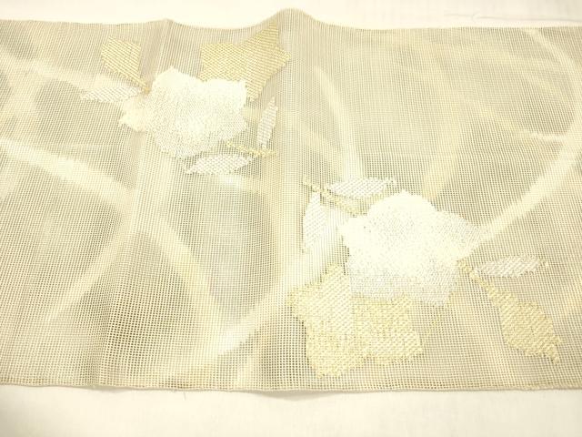 平和屋着物＊夏物 六通柄 本袋帯 籬草花文 金銀糸 正絹 逸品 DABD6906cm