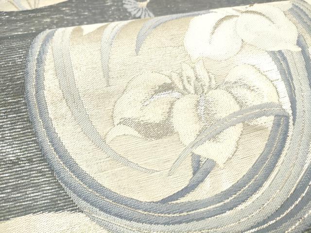 平和屋着物＊夏物 六通柄袋帯 花丸文 銀糸 正絹 逸品 DABD6907cm