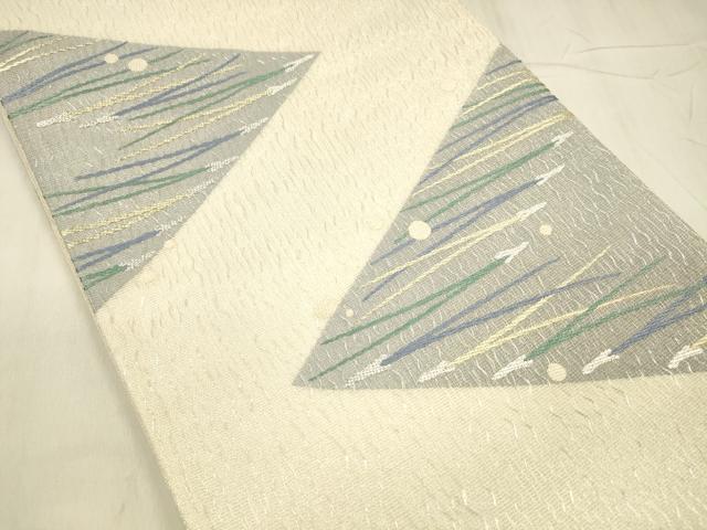 平和屋着物＊夏物 六通柄袋帯 松葉丸文 金銀糸 正絹 逸品 DABD6908cm