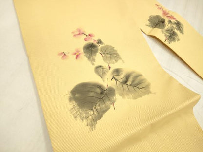 平和屋着物＊夏物 絽塩瀬 九寸名古屋帯 作家物 手描き 草花文 正絹 逸品 DABD6909cm