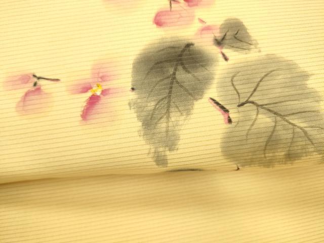 平和屋着物＊夏物 絽塩瀬 九寸名古屋帯 作家物 手描き 草花文 正絹 逸品 DABD6909cm