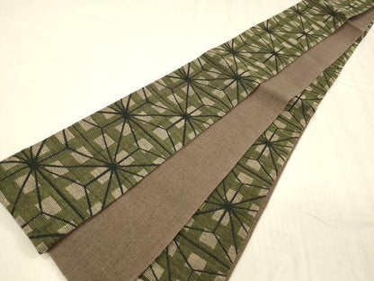 平和屋着物＊夏物 男性 角帯 格子麻の葉文 正絹 逸品 DABD6911cm