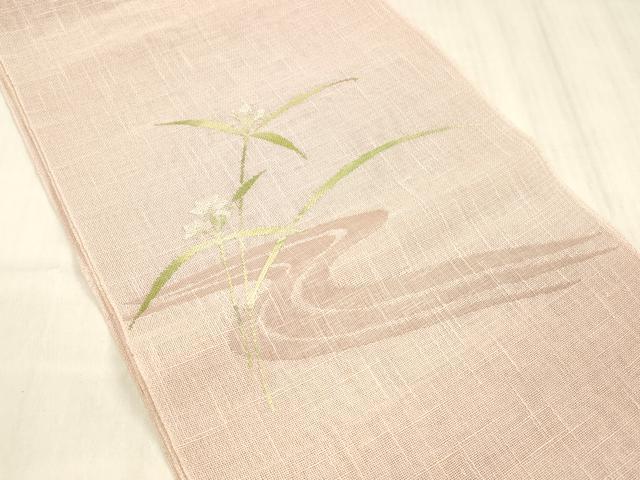 平和屋着物＊夏物 八寸名古屋帯 流水草花文 DABD6916cm
