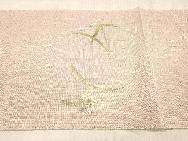平和屋着物＊夏物 八寸名古屋帯 流水草花文 DABD6916cm