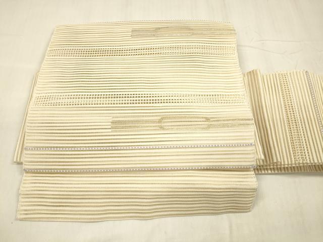 平和屋着物＊夏物　絽綴れ　つけ帯　横段文　金銀糸　正絹　逸品　DABD6917cm 平和屋着物＊夏物 絽綴れ つけ帯 横段文 金銀糸 正絹 逸品
