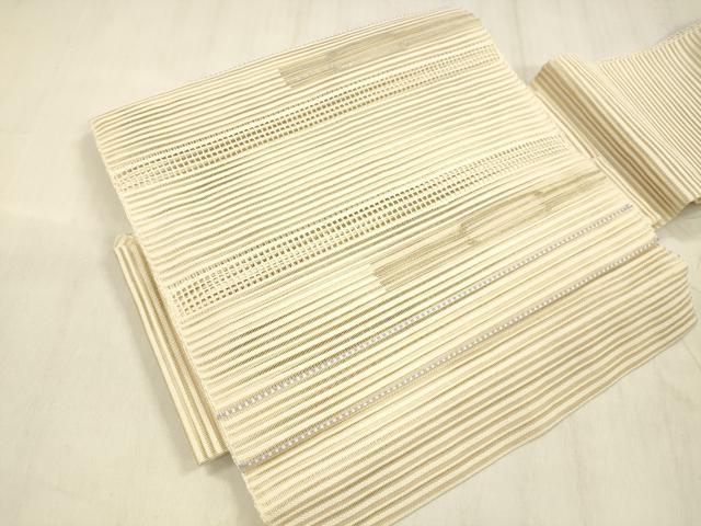 平和屋着物＊夏物 絽綴れ つけ帯 横段文 金銀糸 正絹 逸品 DABD6917cm