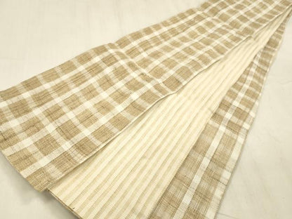 平和屋着物＊夏物 両面 半幅帯 格子 間道 麻 逸品 DABD6918cm
