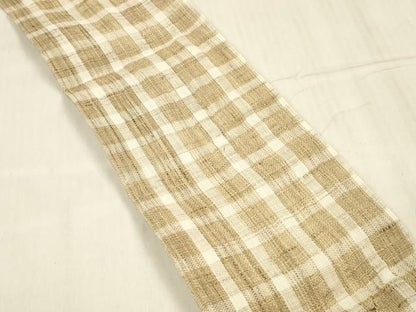 平和屋着物＊夏物 両面 半幅帯 格子 間道 麻 逸品 DABD6918cm