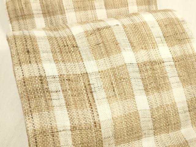 平和屋着物＊夏物 両面 半幅帯 格子 間道 麻 逸品 DABD6918cm