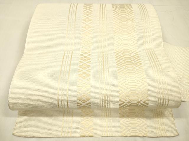 平和屋着物＊夏物 本場筑前博多織 八寸名古屋帯 紗献上 生成り色 正絹 逸品 DABD6924cm