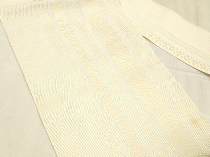 平和屋着物＊夏物 本場筑前博多織 八寸名古屋帯 紗献上 生成り色 正絹 逸品 DABD6924cm