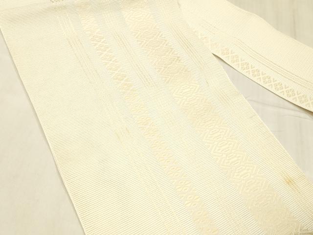 平和屋着物＊夏物 本場筑前博多織 八寸名古屋帯 紗献上 生成り色 正絹 逸品 DABD6924cm