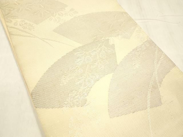 平和屋着物＊夏物 六通柄袋帯 地紙枝葉文 銀糸 正絹 逸品 DABD6926cm